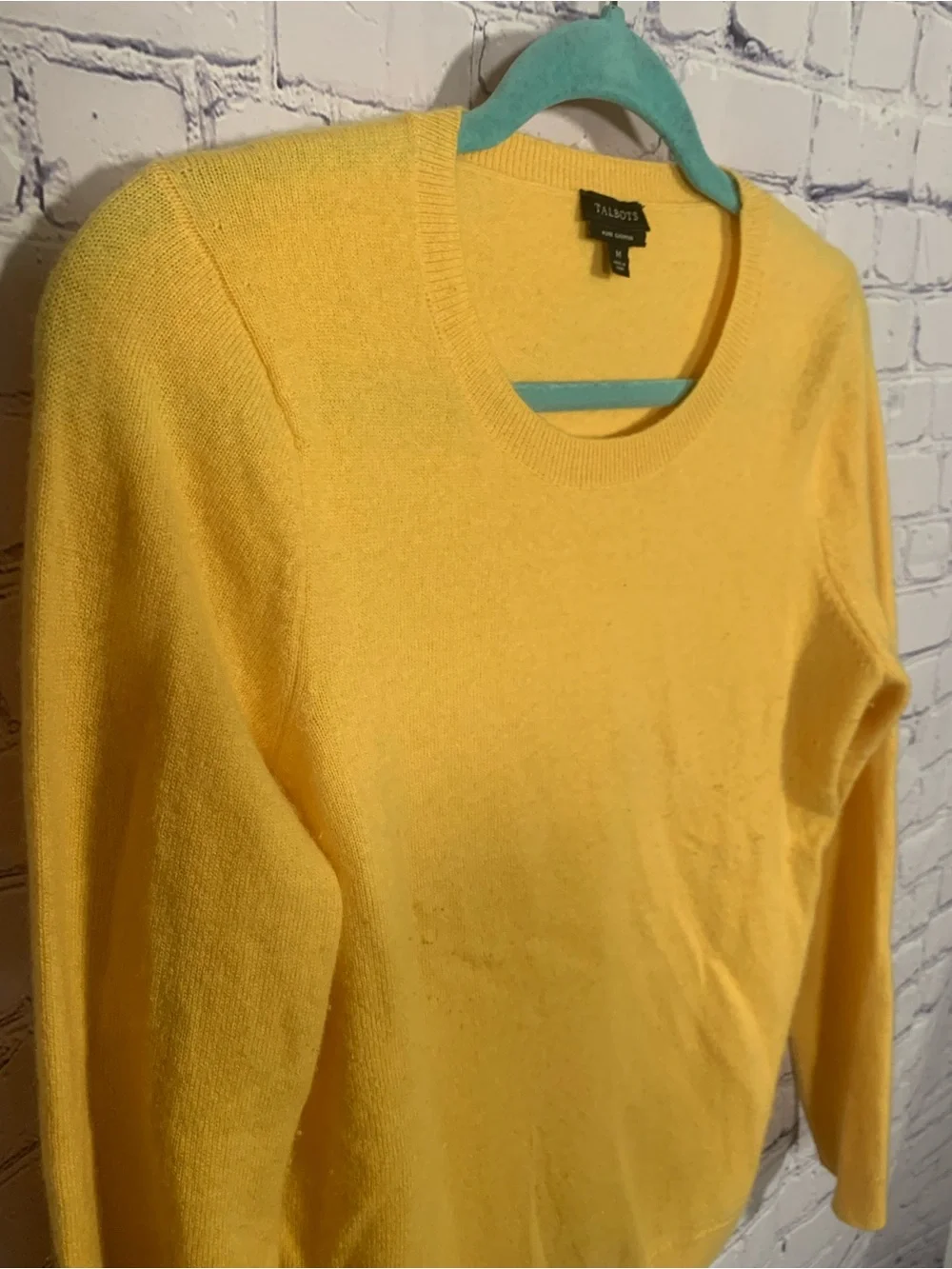 Talbots Womens Cashmere Crewneck Sweater Yellow Size M Casual Preppy Old Money